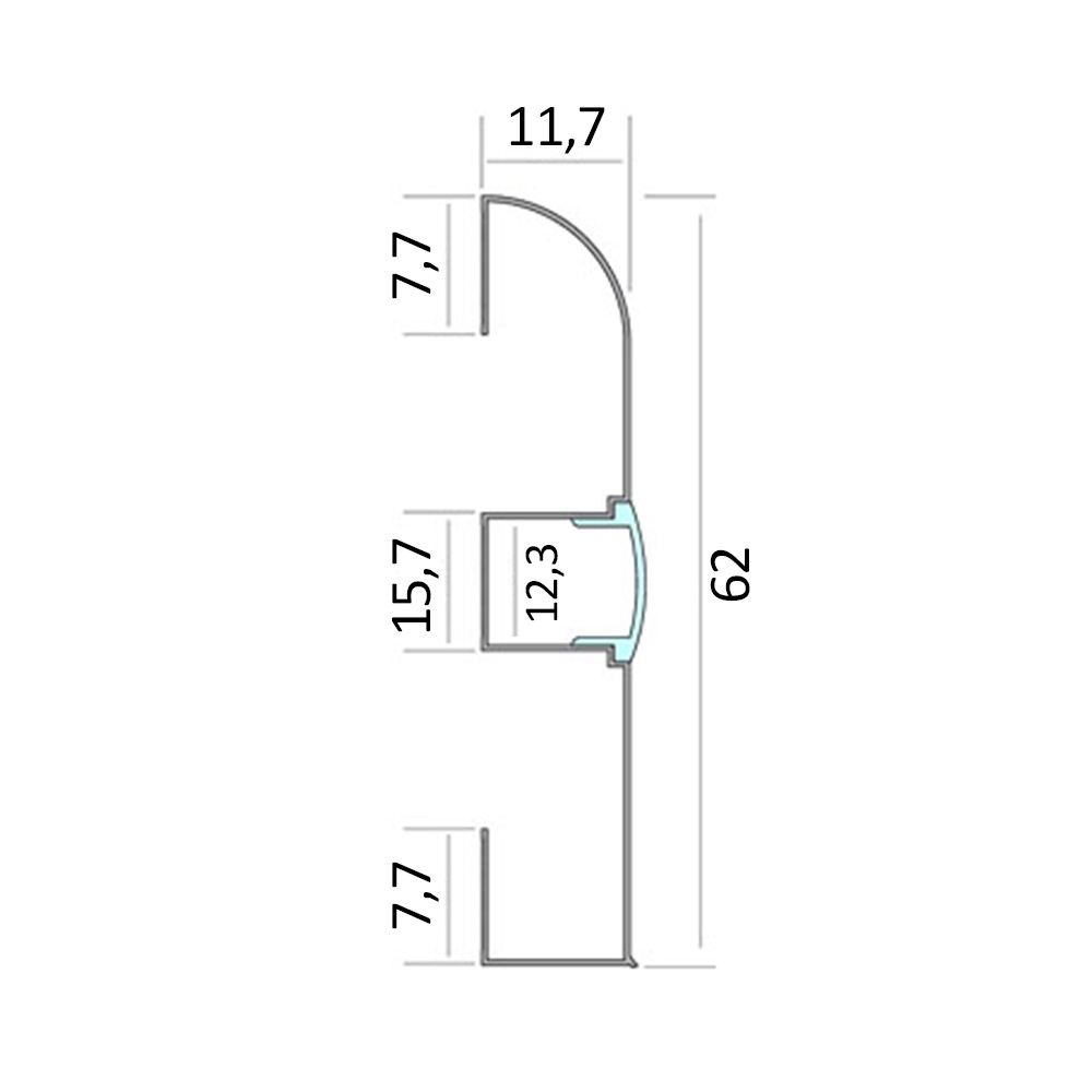 C02 LED Aluprofil Weiss Sockelleiste 2m milky