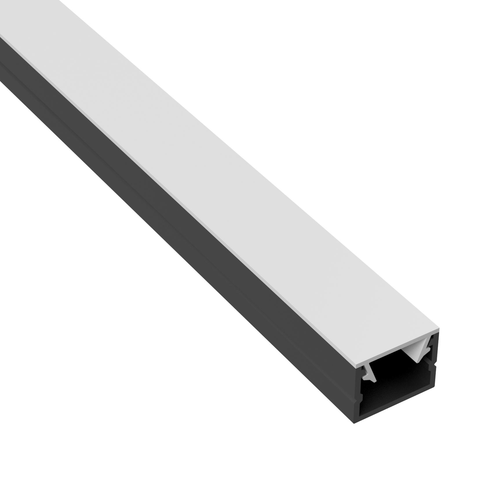 LED-Aluprofil für Akustikpaneele mit Abdeckung bündiger Einbau, 2,7m - opal Slim-Line LED-Aluprofil U-Profil 2,7m Schwarz Abdeckung Opal