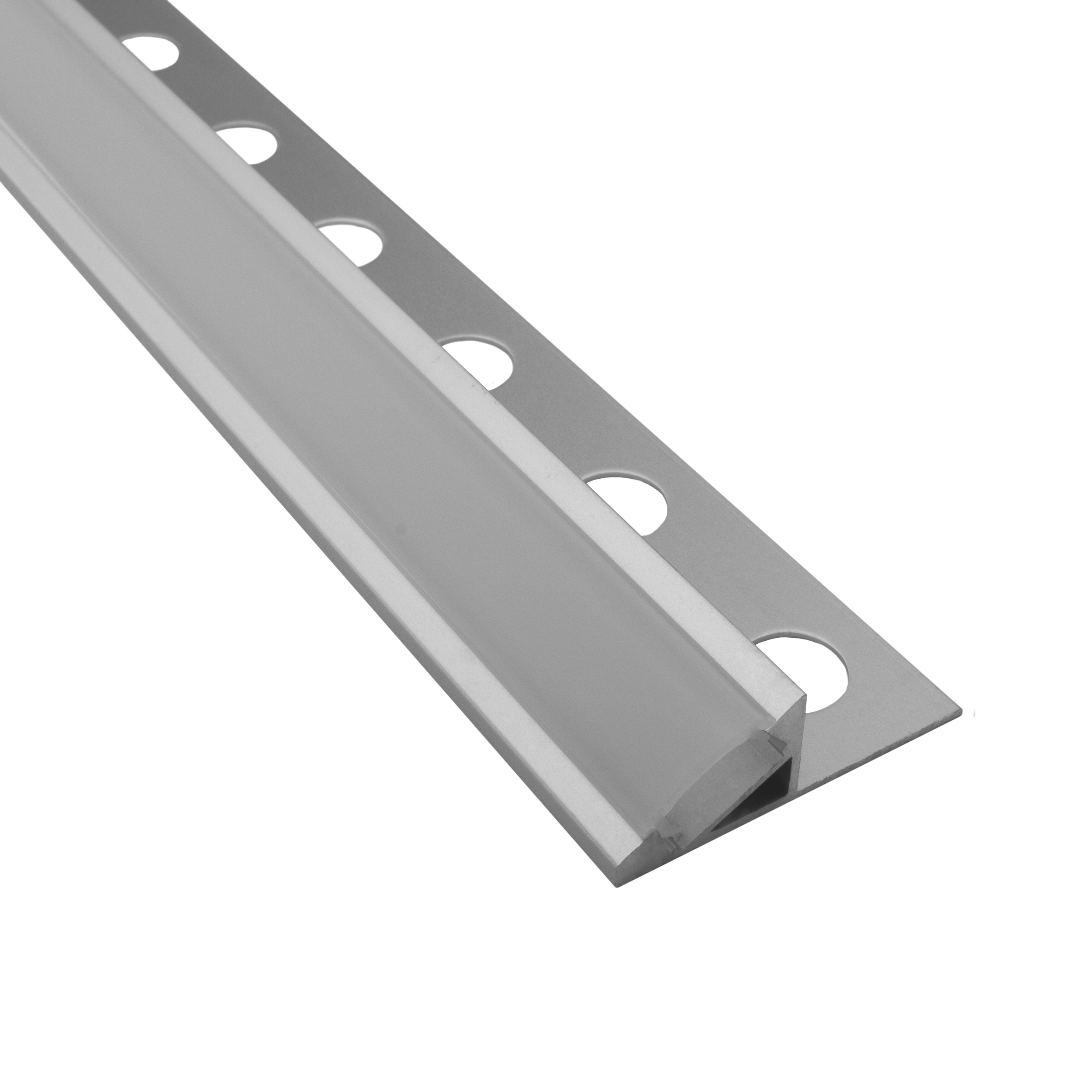 T77 LED Alu Fliesenprofil 12mm silber 30° 2m opal