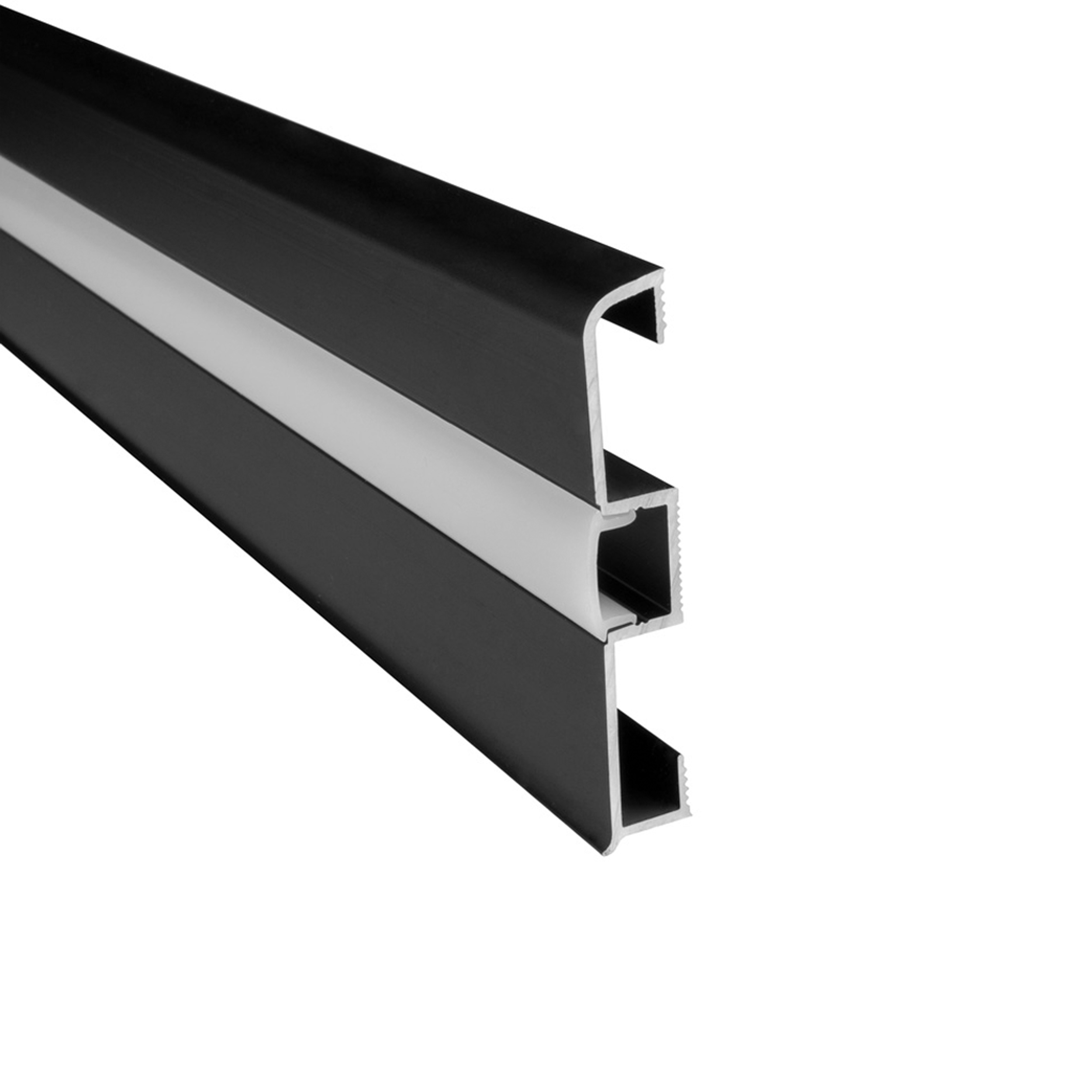 C02 LED Aluprofil Schwarz Sockelleiste 1m milky