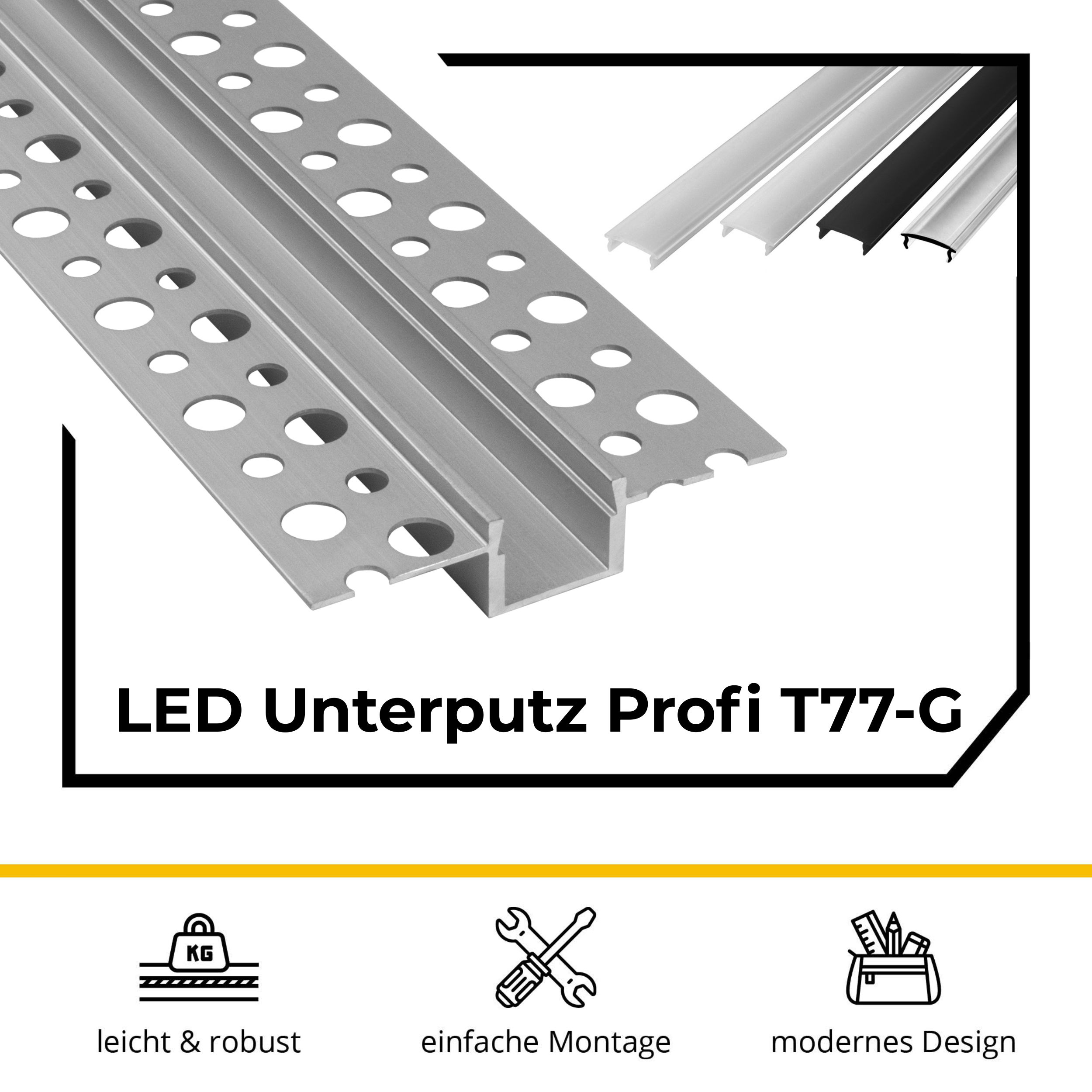 T77 LED Alu Unterputz Profil Trockenbau 10mm silber T77 LED Alu Unterputz Profil Trockenbau 11mm silber 2m opal