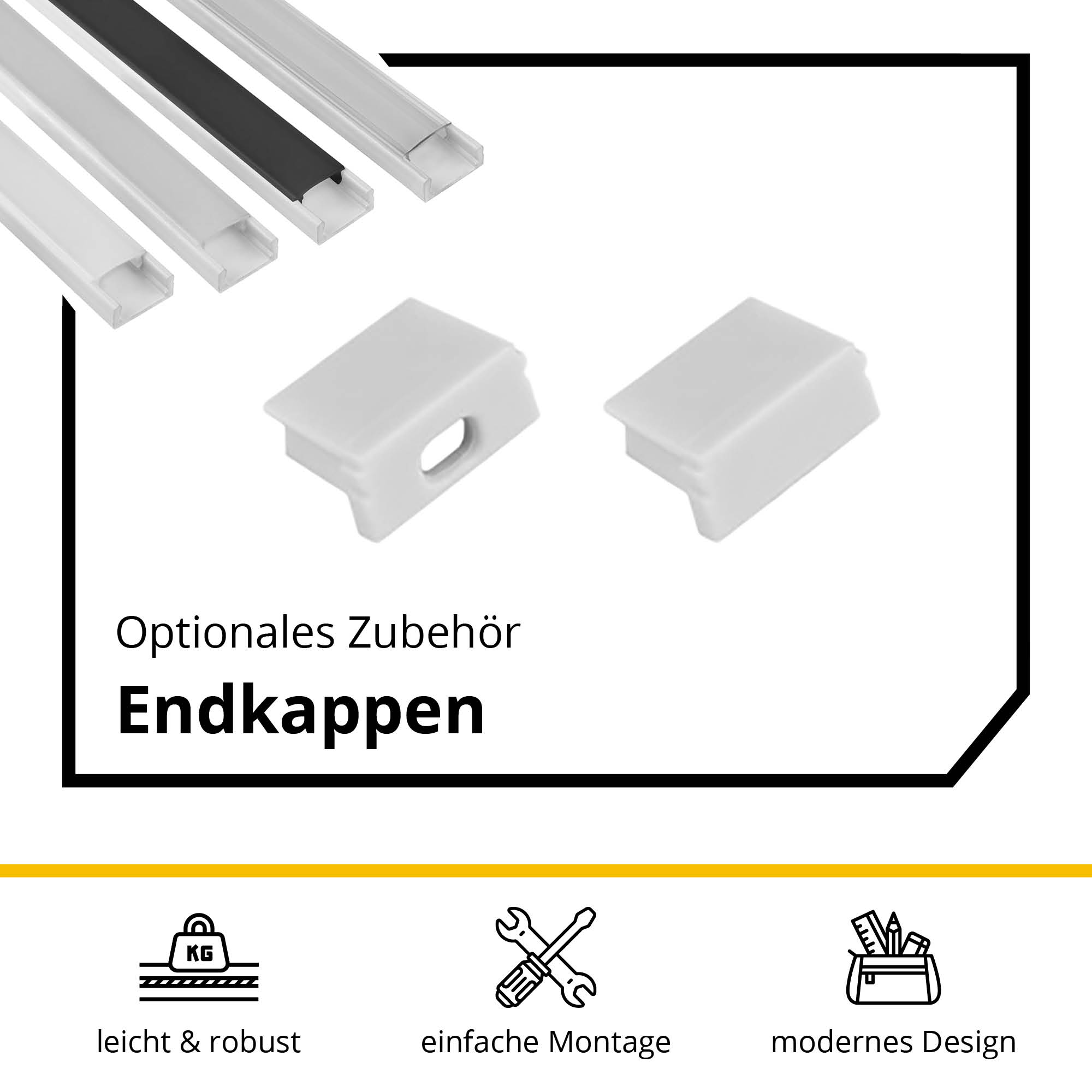 A15 LED Profil Weiss A15 LED Profil Weiss 2m Abdeckung milky