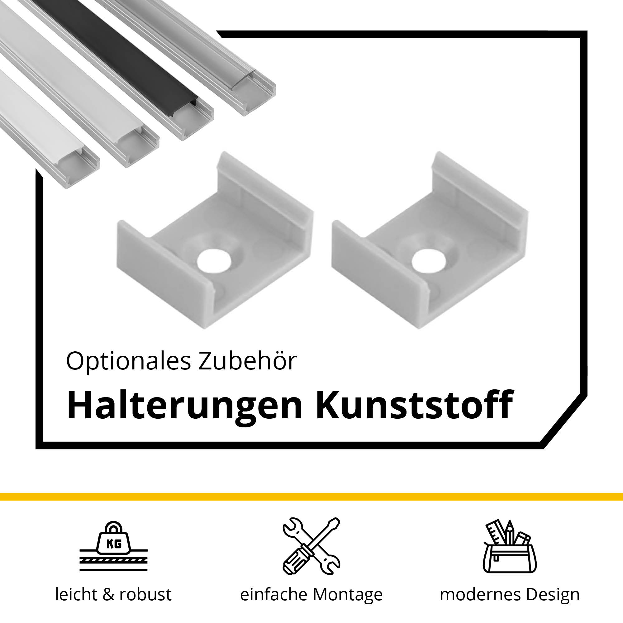 A15 LED Profil Silber 2x Halter kunststoff