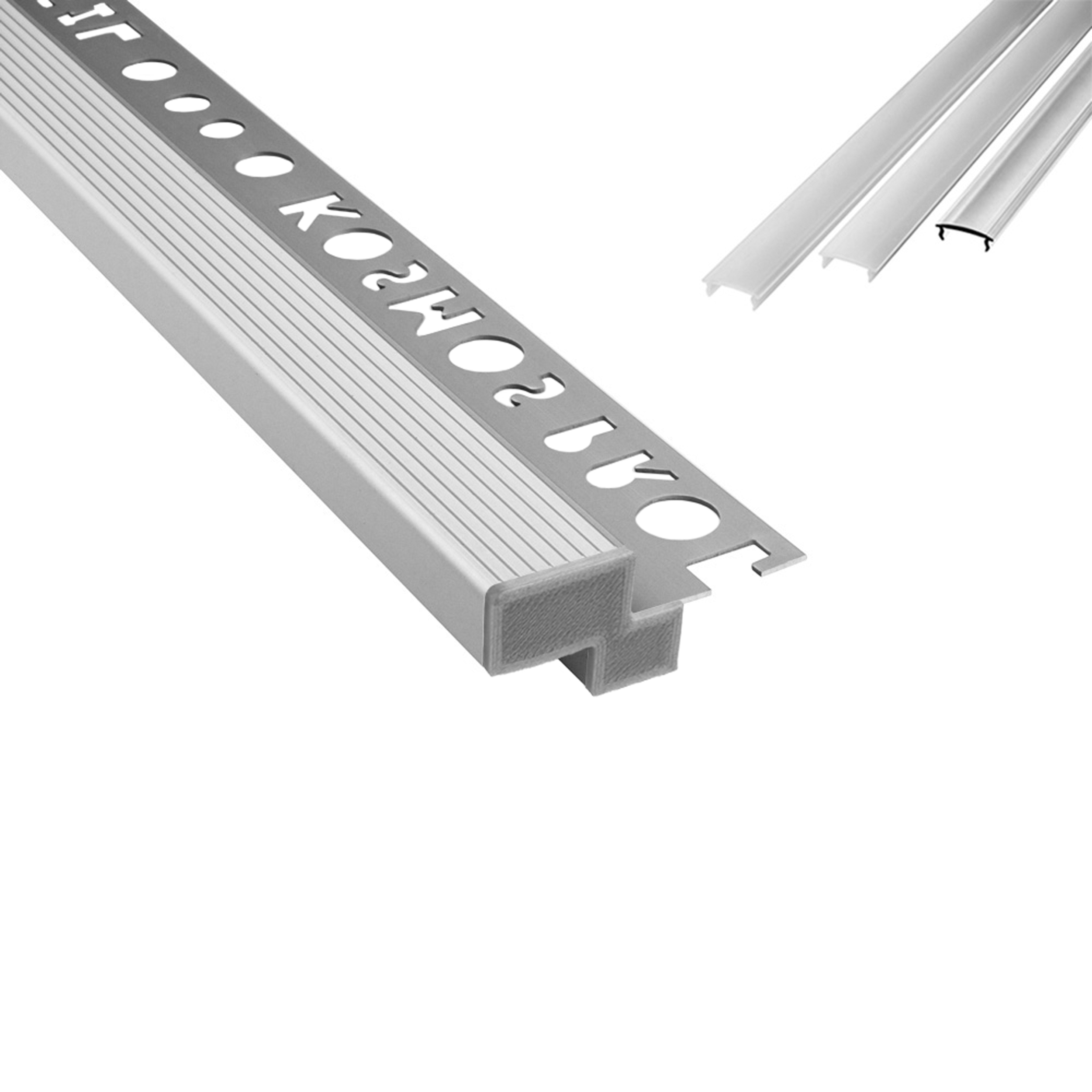 T-40 LED Alu Fliesenprofil Treppenprofil Stufen 10mm silber