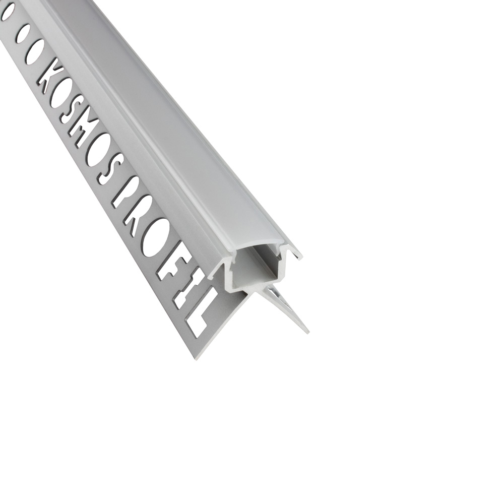 C-T77 LED Alu Fliesenprofil Ecke aussen 10mm silber 2m opal