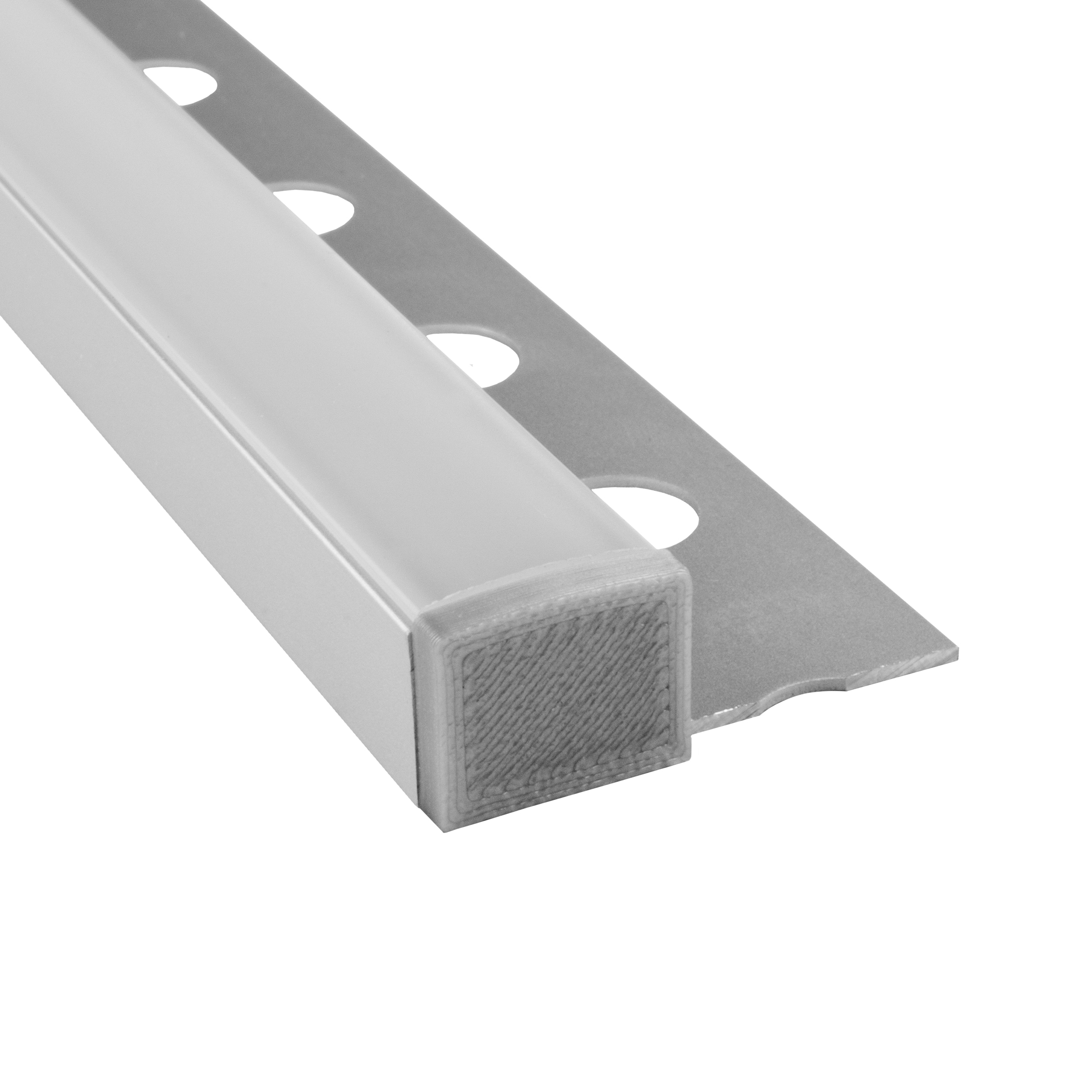 T77 LED Alu Fliesenprofil 12mm silber 2x Endkappen