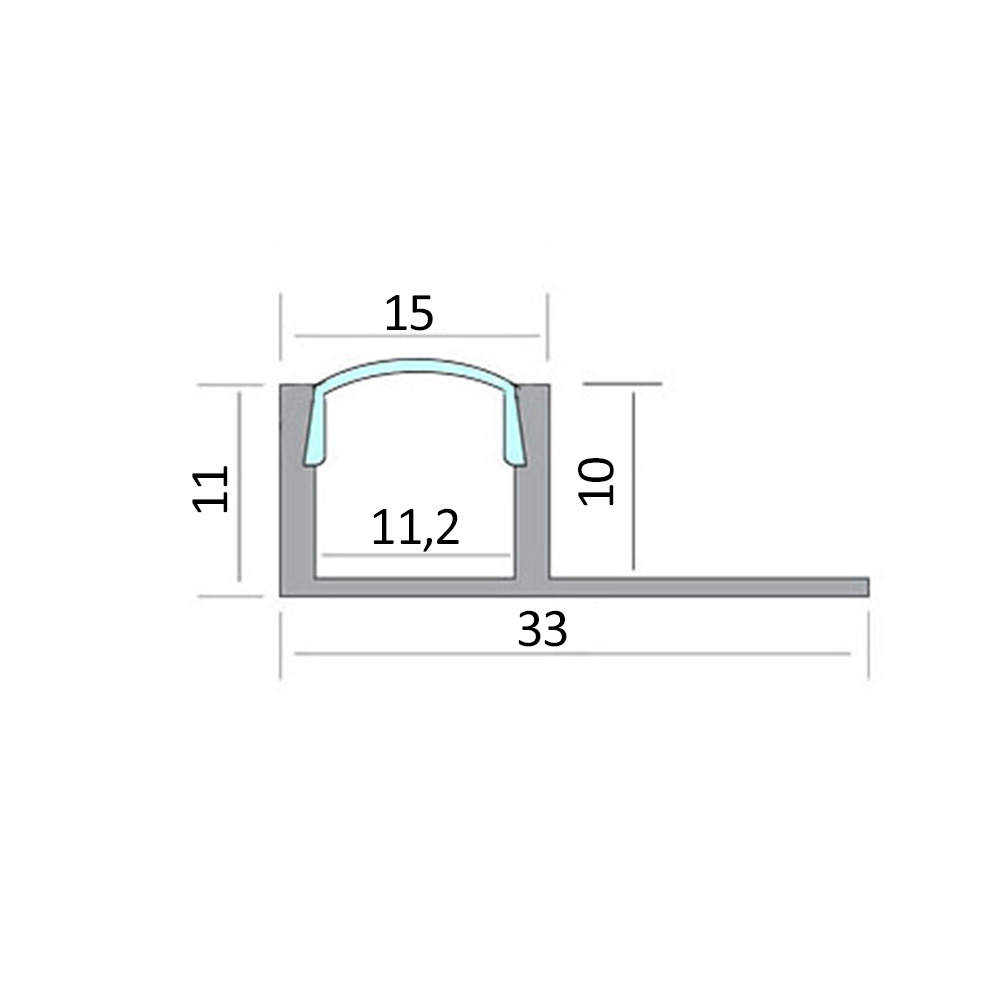T77 LED Alu Fliesenprofil 10mm silber 20°